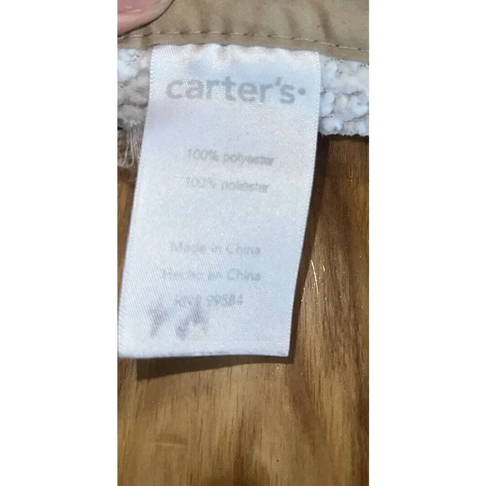 Carters Brown Tan White Animal Shapes‎ Baby Blanket Sherpa Teddy Bear Leaf
